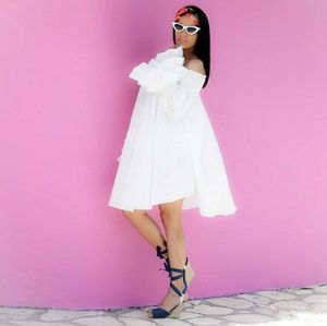 Ruffled off Shoulder Tunic Dress